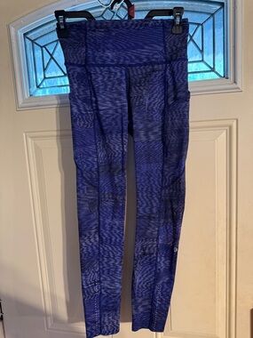 lululemon athletica Blue and Black Striped Leggings